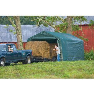 ShelterLogic 12 x 20 x 8 Feet Peak Style Hay Storage Shelter, Green Cover : Sun Shelters : Sports & Outdoors