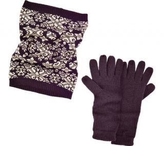 MUK LUKS Swirly Scrolls Funnel Scarf with Texting Glove Set