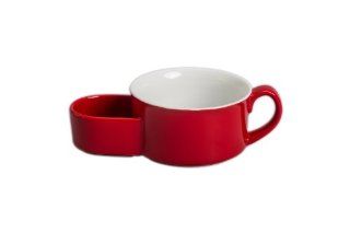 BIA 402453+767 Cracker and Soup Bowl, 15 Ounce, Red and White: Soup And Cracker Mug: Kitchen & Dining