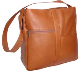 David King Leather 820 Double Top Zip Shoulder Bag   Tan