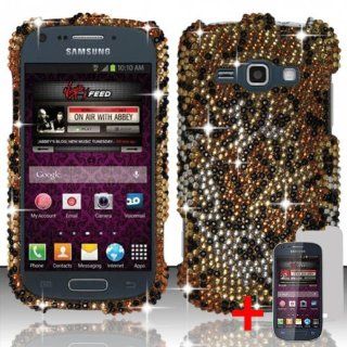 SAMSUNG GALAXY RING M840 GOLD CHEETAH ANIMAL DIAMOND BLING COVER HARD CASE + FREE SCREEN PROTECTOR from [ACCESSORY ARENA] Cell Phones & Accessories