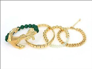 Goldtone Anchor Nautical Theme Stretch Fashion Bracelet: Everything Else
