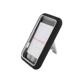 LG Motion 4G MS770 Hard Soft Gel Dual Layer Black White Kickstand Cover Case: Cell Phones & Accessories