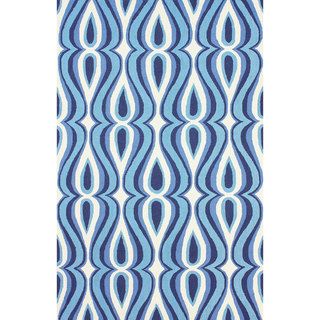 Nuloom Hand hooked Modern Swoosh Blue Polyester Rug (76 X 96)