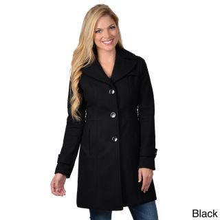 Kenneth Cole Kenneth Cole Womens Single Breasted Button Front Coat Black Size XS (2 : 3)