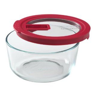 Pyrex No Leak Clear 4 Cup Round Food Storage with Red Cover: Food Savers: Kitchen & Dining