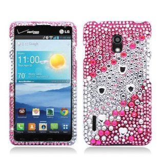 Rhinestone Hard Case Snap On Diamond Cover For LG Optimus F7 US780   Layer Pink Waterfall: Cell Phones & Accessories