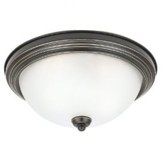 Sea Gull Lighting 79264BLE 782 Single Light Close To Ceiling Sussex Fluorescent Light Fixture, Satin Etched Glass Shade and Heirloom Bronze   Sea Gull Ceiling Flush Mount Light  