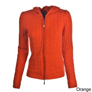 Luigi Baldo Luigi Baldo Womens Italian Cashmere Hooded Sweater Orange Size XL (16)