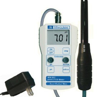 Milwaukee BEM802 Combination pH/EC/TDS Meter with 110V Power and Mounting Kit, 0.00 to 14.00 pH, +/ 0.20 pH Accuracy: Science Lab Multiparameter Meters: Industrial & Scientific