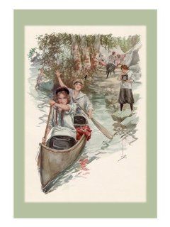 Paddling Their Own Canoe Wall Decal 24 x 32 in (Without border: 20 x 29 in)   Wall Decor Stickers  