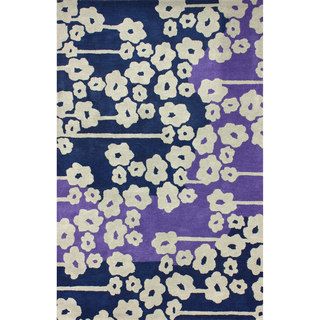 Nuloom Handmade Modern Poppy Blue Rug (76 X 96)