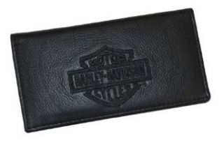 Harley Davidson Bar & Shield Black Leather Embroidered Checkbook Cover FC806H 2B Clothing