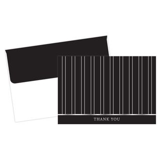 Silver Foil Pinstripes Thank You Note Cards (24 Count)