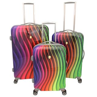 Dejuno Rainbow 3 piece Hardside Lightweight Spinner Luggage Set