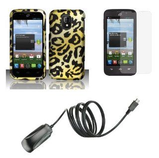 ZTE Majesty Z796C   Accessory Bundle Pack   Cheetah Design Print Shield Case + Atom LED Keychain Light + Screen Protector + Micro USB Wall Charger: Cell Phones & Accessories