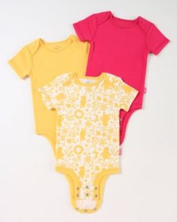 Disney Cuddly Bodysuit with Grow an Inch Snaps, Winnie the Pooh "Flowers And Hunny" 3 Pack, White/Fuschia/Yellow, 0 3 Months: Infant And Toddler Bodysuits: Clothing