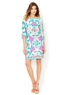 3/4 Sleeve Printed Jersey Dress by Ali Ro