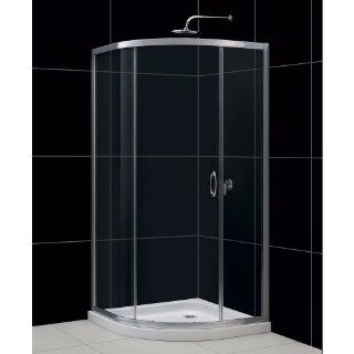 DreamLine DL 6712 01CL Solo Frameless Sliding Shower Enclosure and SlimLine 36 Inch by 36 Inch Quarter Round Shower Floor   Shower Doors  