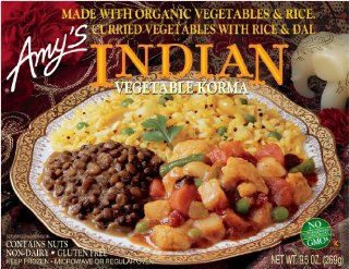 Amy's Indian Vegetable Korma, Dairy Free, Gluten Free, Organic, 9.5 Ounce Boxes (Pack of 12) : Indian Food : Grocery & Gourmet Food