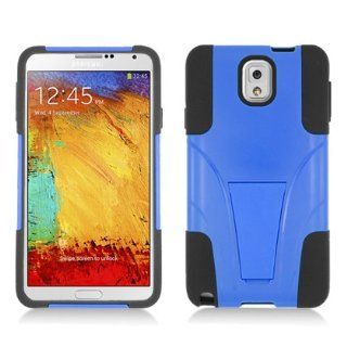 Samsung Galaxy Note 3 Premium Armor Hybrid Case   Black Silicone and Blue PC with Kickback Snap On Protector Cover   Includes TWO Bonus Personal Charm Straps: Cell Phones & Accessories