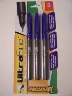 Promarx Ultra Fine Signature Pen 3 Pack ~ Blue (0.5 mm): Toys & Games