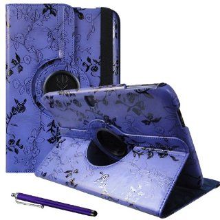 For GOOGLE NEXUS 10 (SAMSUNG) PU Leather CASE COVER W/ Build in 360 Rotating Stand (BLUE PURPLE) plus STYLUS!!! FASHION LINE!!!: Computers & Accessories