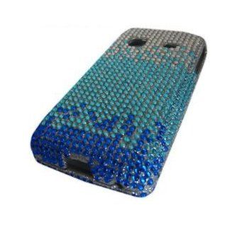 Samsung Galaxy M828c Precedent Straight Talk Blue Teal Dazzle Bling Pretty Design Skin Cover Case Protector Hard: Cell Phones & Accessories