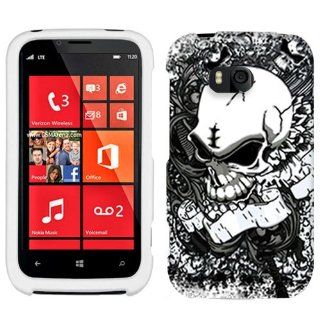 Nokia Lumia 822 Silver Skull on White Hard Case Phone Cover: Cell Phones & Accessories