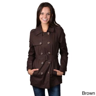 Journee Collection Journee Collection Juniors Double breasted Belted Trench Coat Brown Size S (1 : 3)