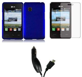 LG 840G   Premium Accessory Kit   Blue Hard Cover Case + ATOM LED Keychain Light + Screen Protector + Micro USB Car Charger: Cell Phones & Accessories