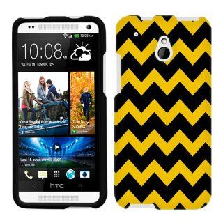HTC One Mini Chevron Gold and Black Pattern Phone Case Cover: Cell Phones & Accessories