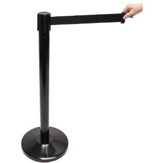 Accuform Signs PRB842BK Steel Blockade Retractable Belt Tape Facility Traffic Control Barrier, 2" Width, Black Post/Black Belt Tape: Industrial Safety Rope Barriers: Industrial & Scientific