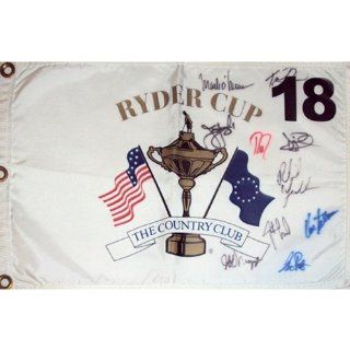 1999 Ryder Cup (Brookline) Golf Pin Flag Autographed by 10 Team USA Members #2 : Sports & Outdoors