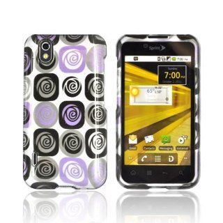 Light Purple and Black Roses on Silver LG Marquee LG855 Plastic Case Cover [Anti Slip] Supports Premium High Definition Anti Scratch Screen Protector; Durable Fashion Snap on Hard Case; Coolest Ultra Slim Case Cover for Marquee LG855 Supports LG LG855 Devi