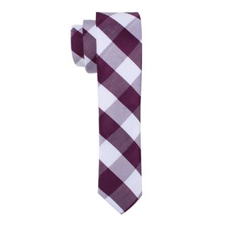 Skinny Tie Madness Mens Purple Plaid Skinny Tie