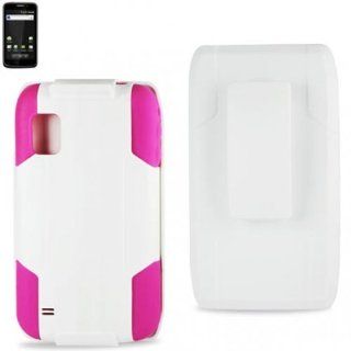ZTE Warp/N860 White/Hot Pink Silicone Case + Hard Cover + Holster Combo + Kickstand 3IN1 Hybrid Combo Case For Boost Mobile: Cell Phones & Accessories