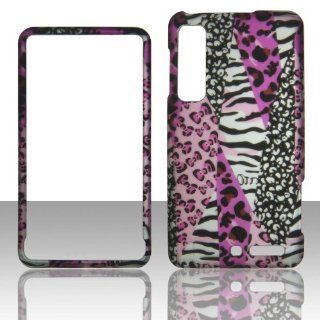 2D Pink Safari Motorola Droid 3 XT862, XT860, Milestone 3 Verizon Case Cover Hard Phone Case Snap on Cover Rubberized Touch Faceplates: Cell Phones & Accessories