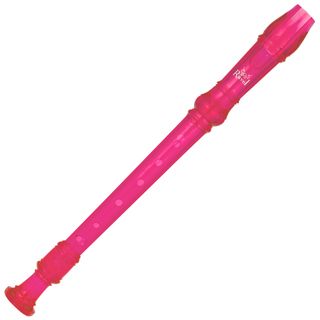 Ravel Transparent Pink Recorder With Cleaning Rod And Bag