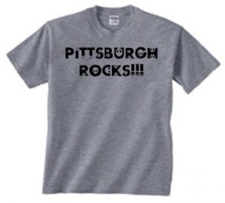 PITTSBURGH ROCKS   Skulls   BigBoyMusic Youth Designs   Heather Grey or White T shirt: Clothing