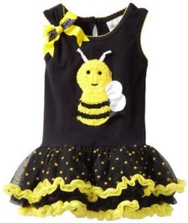 Rare Editions Girls 2 6X 3D Bee Applique Tutu Dress, Black/Yellow, 2 Toddler: Clothing