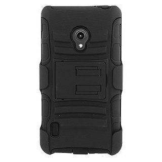 Dual Layer Kickstand Case w/ Holster for LG Lucid2 VS870, Black/Black: Cell Phones & Accessories