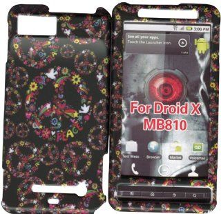 Black Peace Motorola Droid X MB810, X2 MB870, Dantona X2 MB870, Verizon Case Cover Hard Phone Case Snap on Cover Rubberized Touch Faceplates: Cell Phones & Accessories