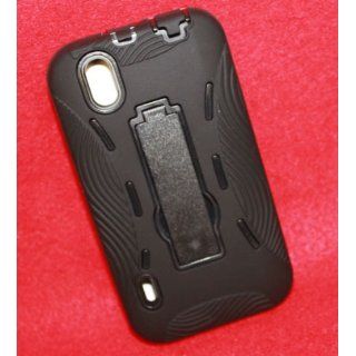 Black Armor 3 IN 1 High Impact Combo Hard Soft Gel Case Stand for LG Marquee LS 855 (Boost Mobile): Cell Phones & Accessories