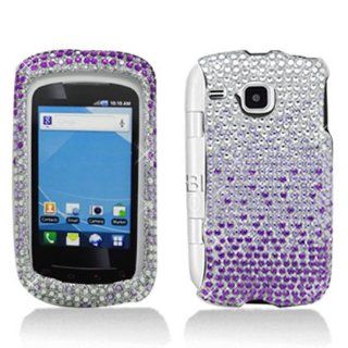 PURPLE WATERFALL Rhinestone/Diamond/Crystal/Bling Hard Case Cover For Samsung DoubleTime i857 (AT&T): Cell Phones & Accessories