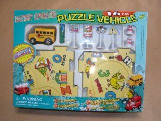 New Puzzle Car Vehicle   School BUS Kids Toy 16 Pcs Battery Operated Home Games: Toys & Games