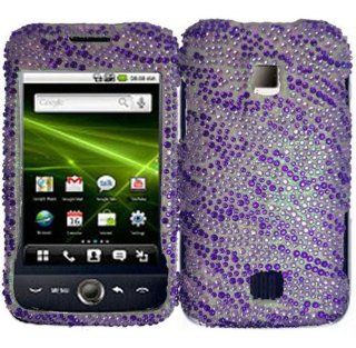 Purple Zebra Full Diamond Bling Case Cover for Huawei Ascend M860: Cell Phones & Accessories