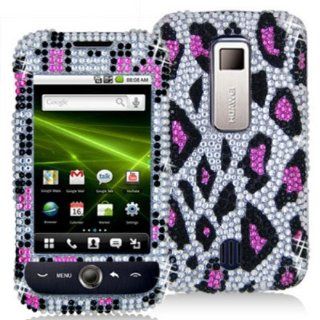 DECORO FDHWM860IM001H Premium Full Diamond Protector Case for Huawei M860/Ascend   1 Pack   Retail Packaging   Hot Pink Leopard On Silver: Cell Phones & Accessories