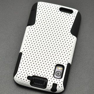 Black & White Hybrid 2 in 1 Gel Rubber Skin Cover and Molded Premium Hard Plastic Case for Motorola Atrix MB860 + Ultra Premium Clear Film Screen Protector Armor: Cell Phones & Accessories
