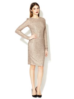 Gold Metallic Foiled Boucle Dress by Mark + James